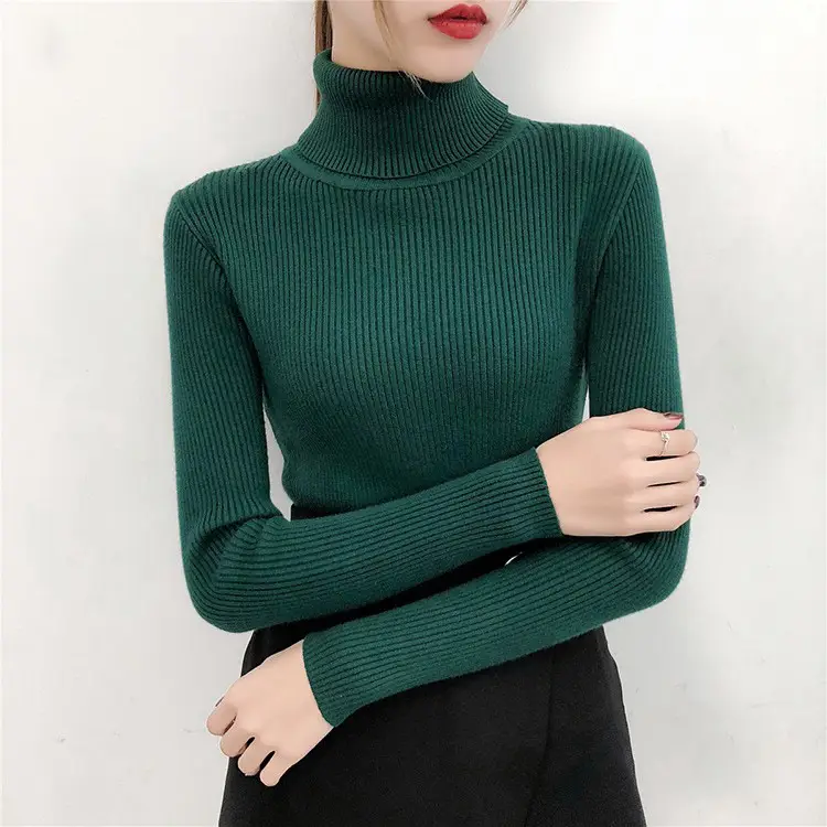 Women's Light Blue Turtleneck Pullover Sweater — feature 23