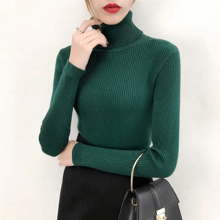Women's Light Blue Turtleneck Pullover Sweater — feature 24