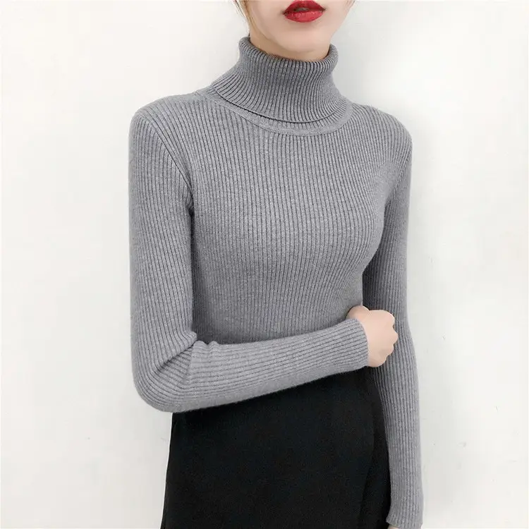 Women's Light Blue Turtleneck Pullover Sweater — feature 28