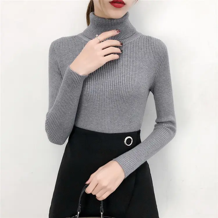 Women's Light Blue Turtleneck Pullover Sweater — feature 29