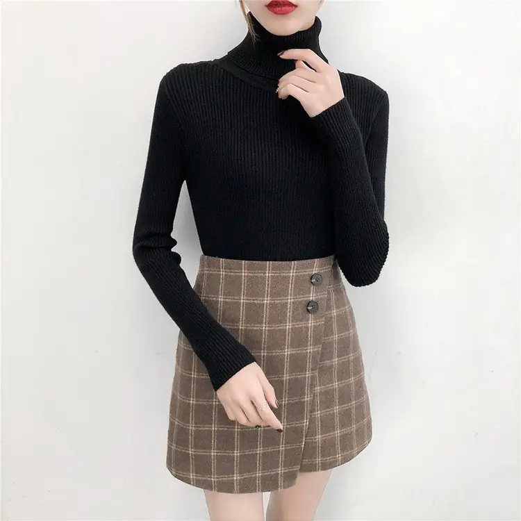 Women's Light Blue Turtleneck Pullover Sweater — feature 3