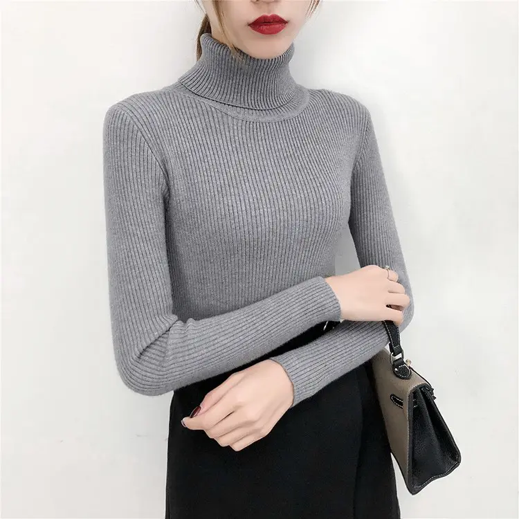 Women's Light Blue Turtleneck Pullover Sweater — feature 30