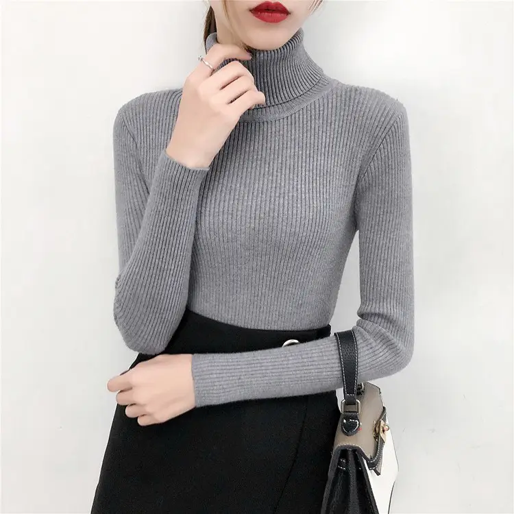 Women's Light Blue Turtleneck Pullover Sweater — feature 31