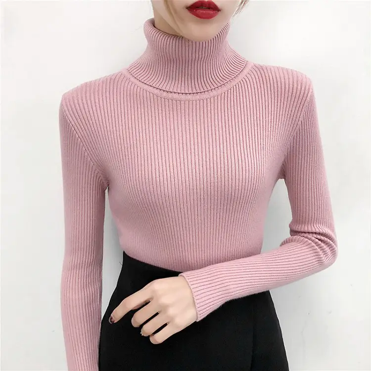 Women's Light Blue Turtleneck Pullover Sweater — feature 35