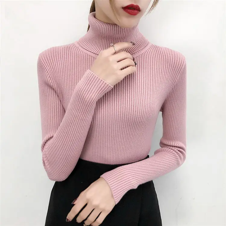 Women's Light Blue Turtleneck Pullover Sweater — feature 36