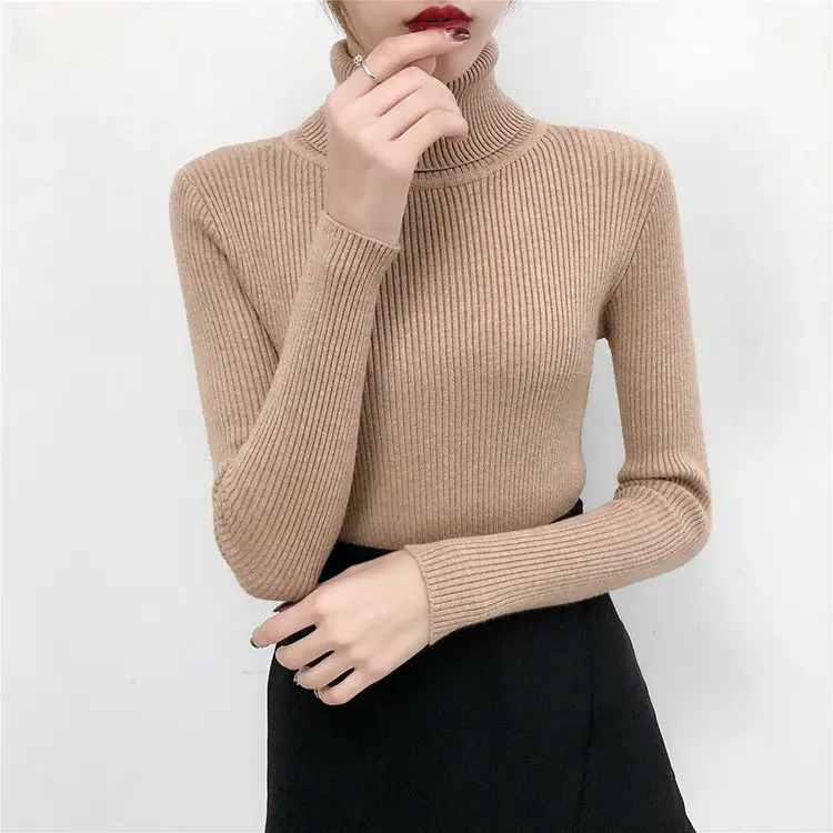 Women's Light Blue Turtleneck Pullover Sweater — feature 39