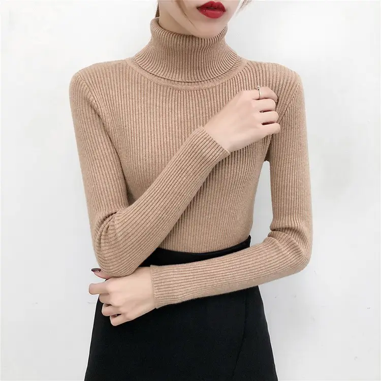 Women's Light Blue Turtleneck Pullover Sweater — feature 40