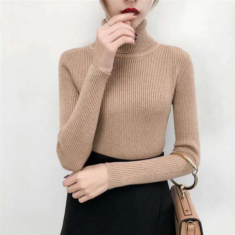 Women's Light Blue Turtleneck Pullover Sweater — feature 41