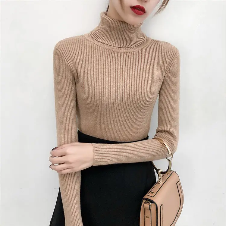 Women's Light Blue Turtleneck Pullover Sweater — feature 42