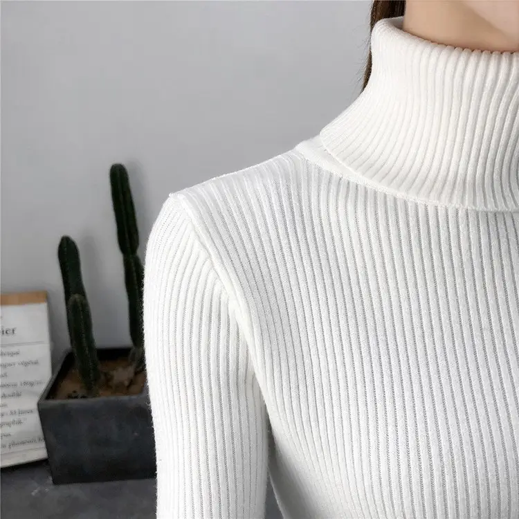 Women's Light Blue Turtleneck Pullover Sweater — feature 49