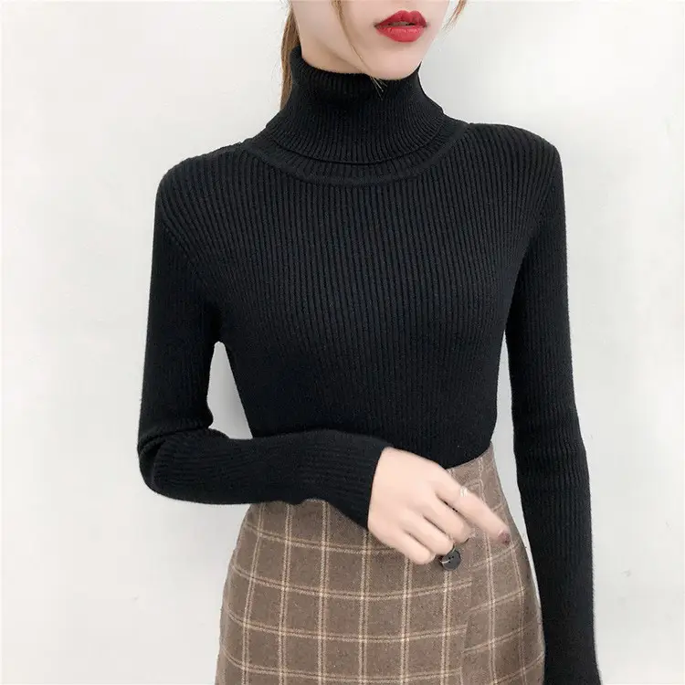 Women's Light Blue Turtleneck Pullover Sweater — feature 5