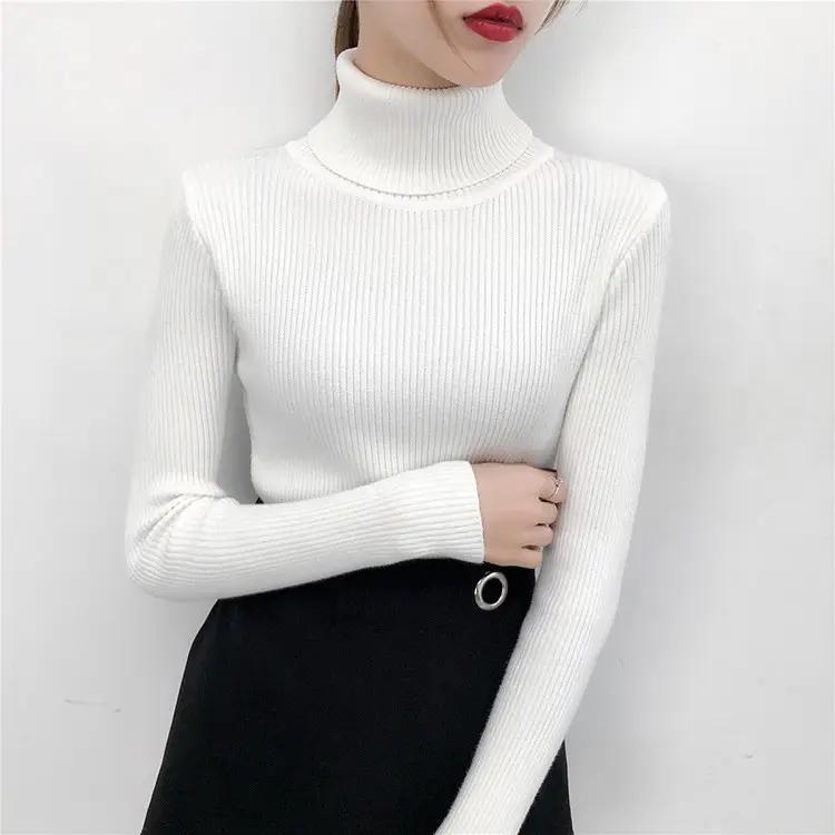Women's Light Blue Turtleneck Pullover Sweater — feature 53