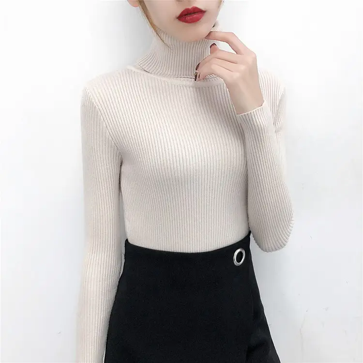 Women's Light Blue Turtleneck Pullover Sweater — feature 57