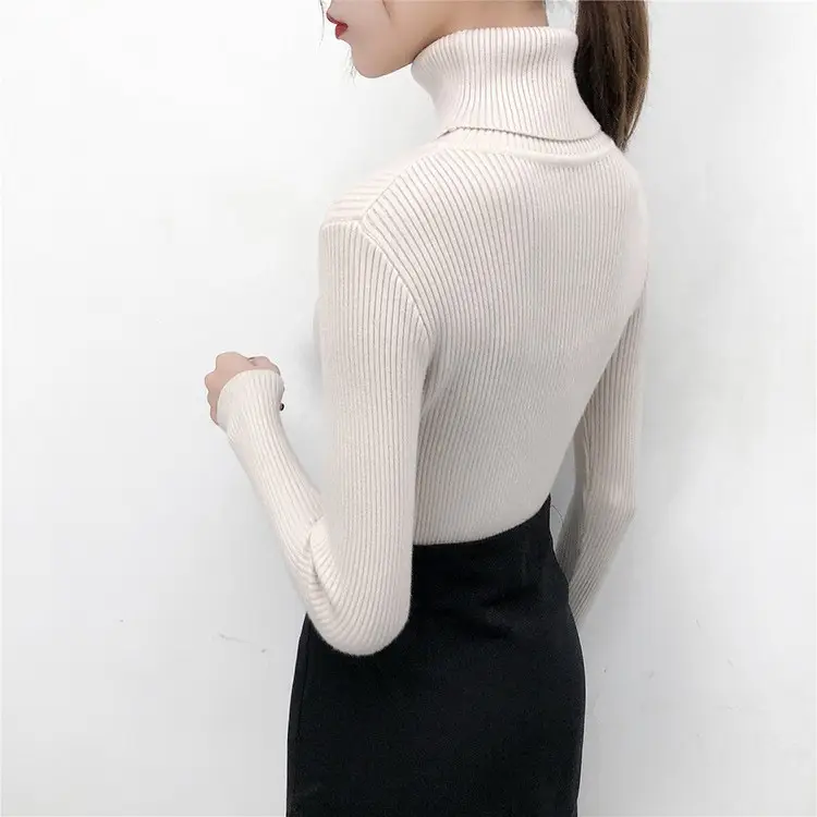 Women's Light Blue Turtleneck Pullover Sweater — feature 58