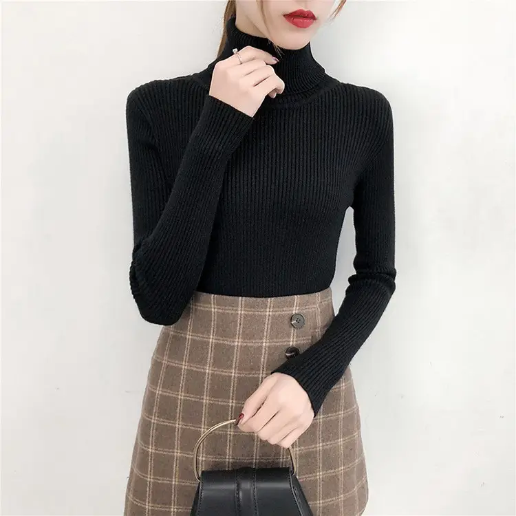 Women's Light Blue Turtleneck Pullover Sweater — feature 6