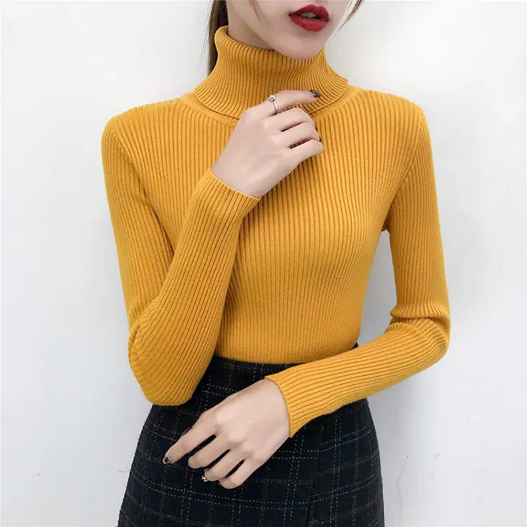 Women's Light Blue Turtleneck Pullover Sweater — feature 60