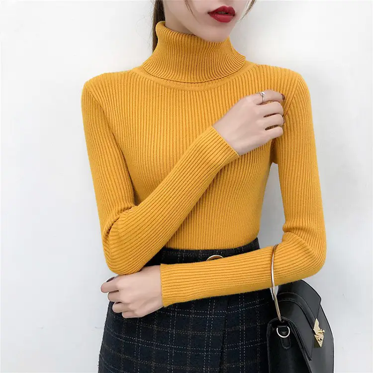 Women's Light Blue Turtleneck Pullover Sweater — feature 61