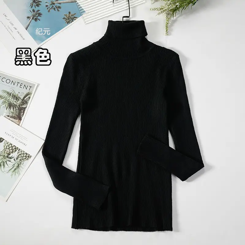 Women's Light Blue Turtleneck Pullover Sweater — feature 62