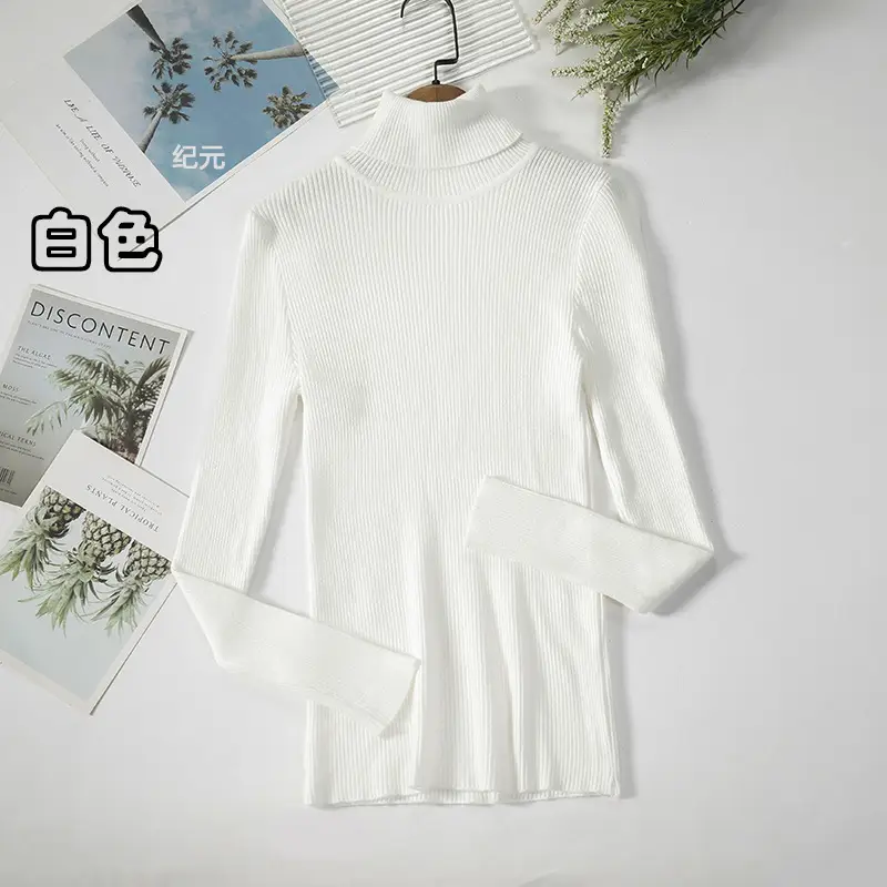 Women's Light Blue Turtleneck Pullover Sweater — feature 63