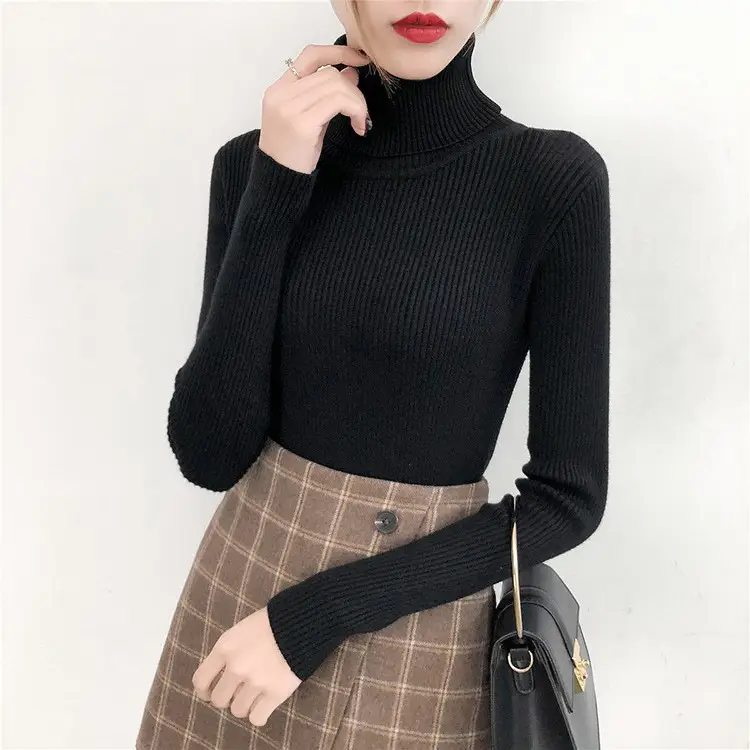 Women's Light Blue Turtleneck Pullover Sweater — feature 7