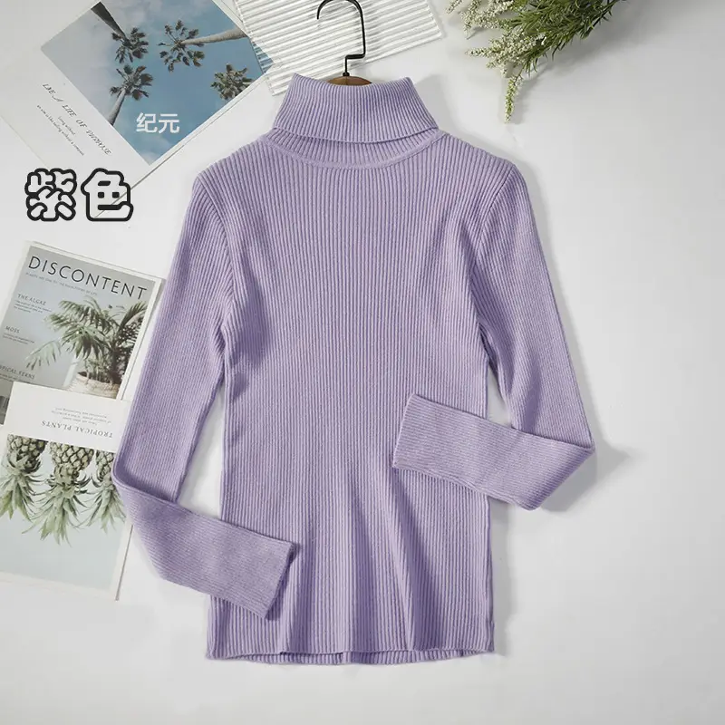 Women's Light Blue Turtleneck Pullover Sweater — feature 73