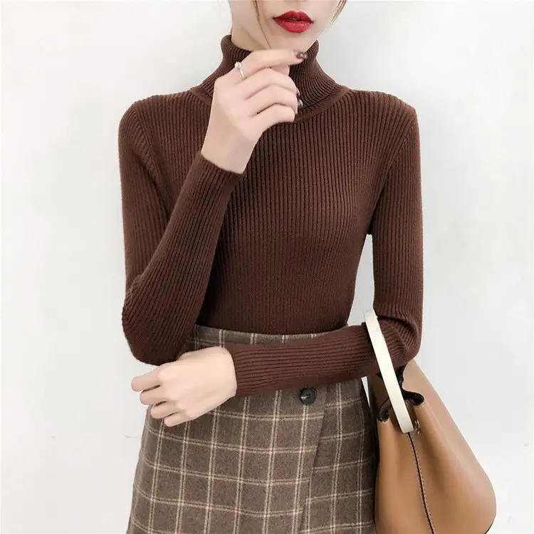 Women's Light Blue Turtleneck Pullover Sweater — feature 9