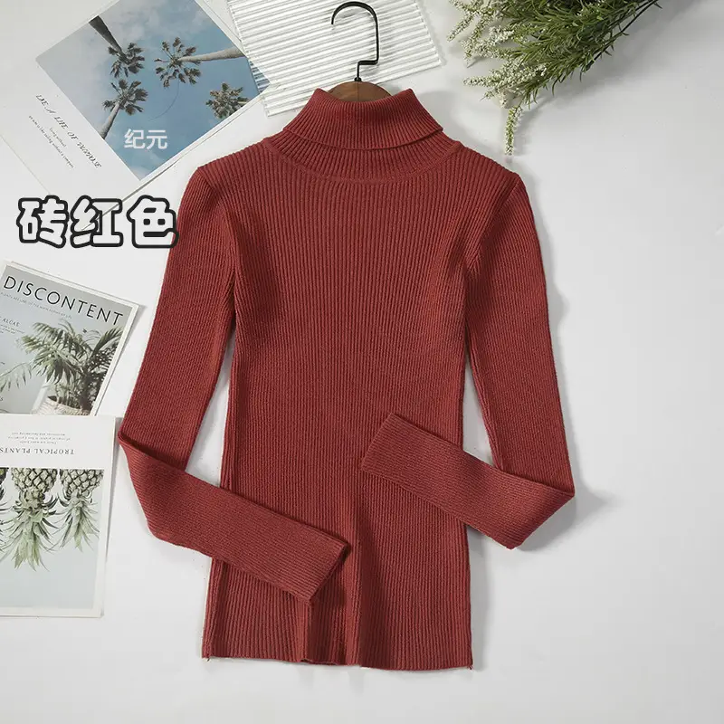 Women's Light Blue Turtleneck Pullover Sweater - Image 16