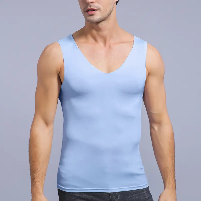 Men's Gray Ice Silk V-Neck Vest Ice Cool Sports - Image 7