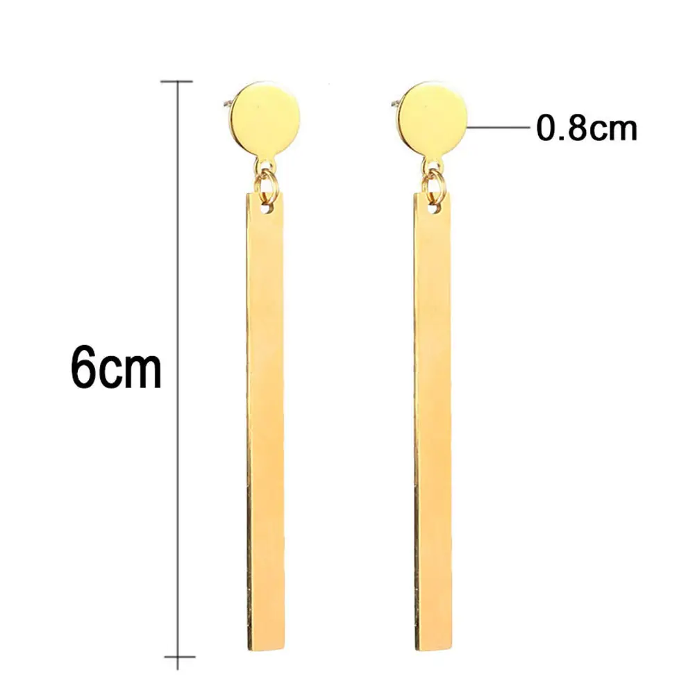 Stainless Steel Long Tassel Earrings Gold 6cm