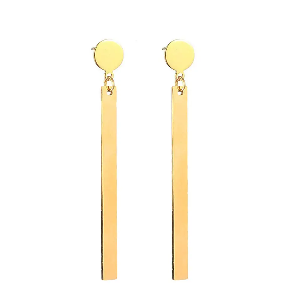 Stainless Steel Long Tassel Earrings Gold 6cm