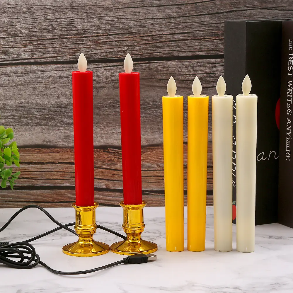 Factory direct long rod electronic candle Buddha blessing candle lamp swing flame simulation smokeless wedding decoration lamp
