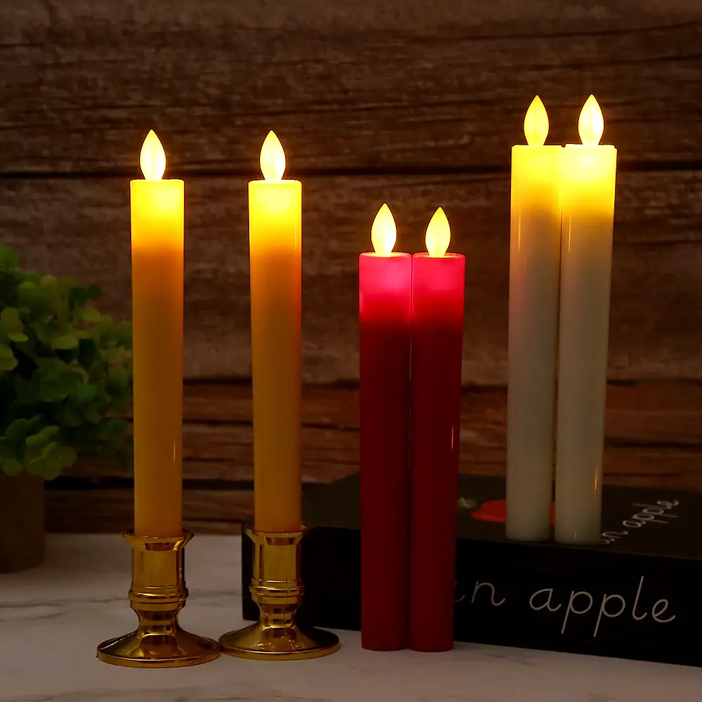 Factory direct long rod electronic candle Buddha blessing candle lamp swing flame simulation smokeless wedding decoration lamp