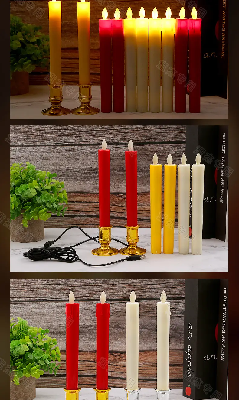 Factory direct long rod electronic candle Buddha blessing candle lamp swing flame simulation smokeless wedding decoration lamp — feature 14