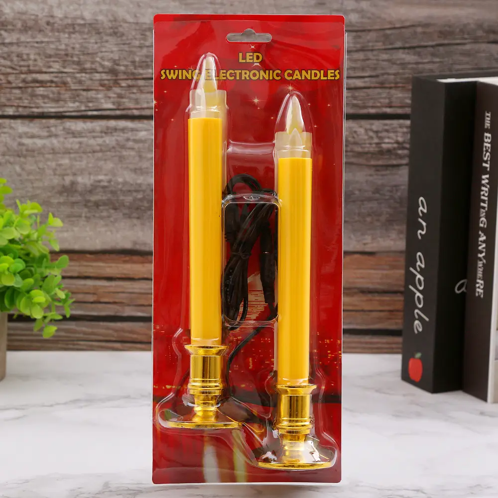 Factory direct long rod electronic candle Buddha blessing candle lamp swing flame simulation smokeless wedding decoration lamp