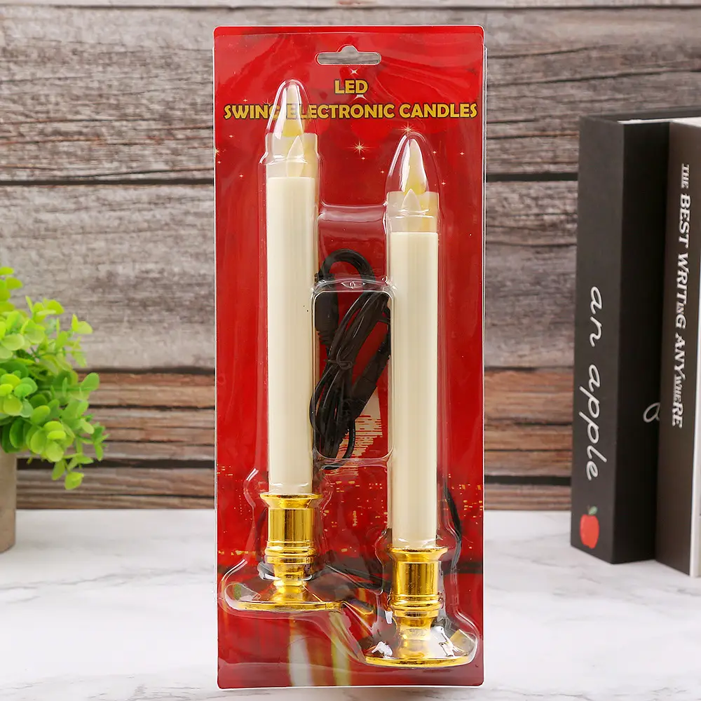 Factory direct long rod electronic candle Buddha blessing candle lamp swing flame simulation smokeless wedding decoration lamp