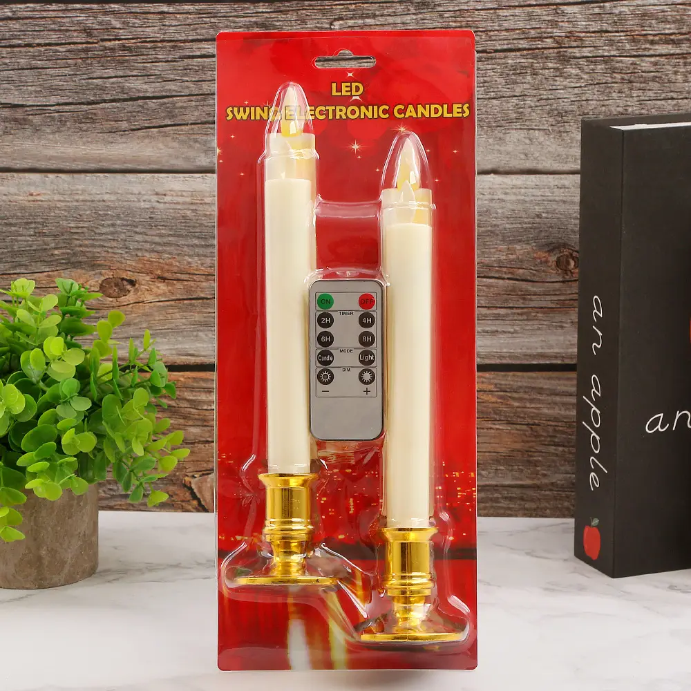 Factory direct long rod electronic candle Buddha blessing candle lamp swing flame simulation smokeless wedding decoration lamp