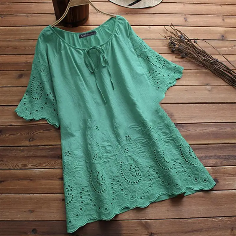 White Cotton V-Neck Loose Fitting Women's Shirt