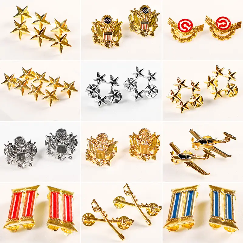 Gold Blue Striped Collar Flower Collar Decor Metal - Image 26