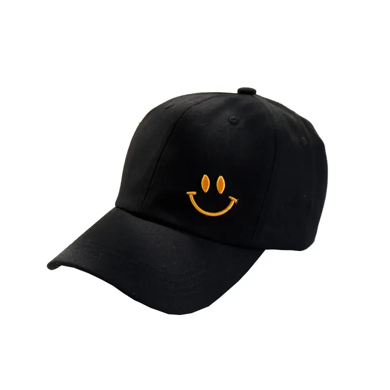 Black Smiley Cap Women Summer Sun Hat