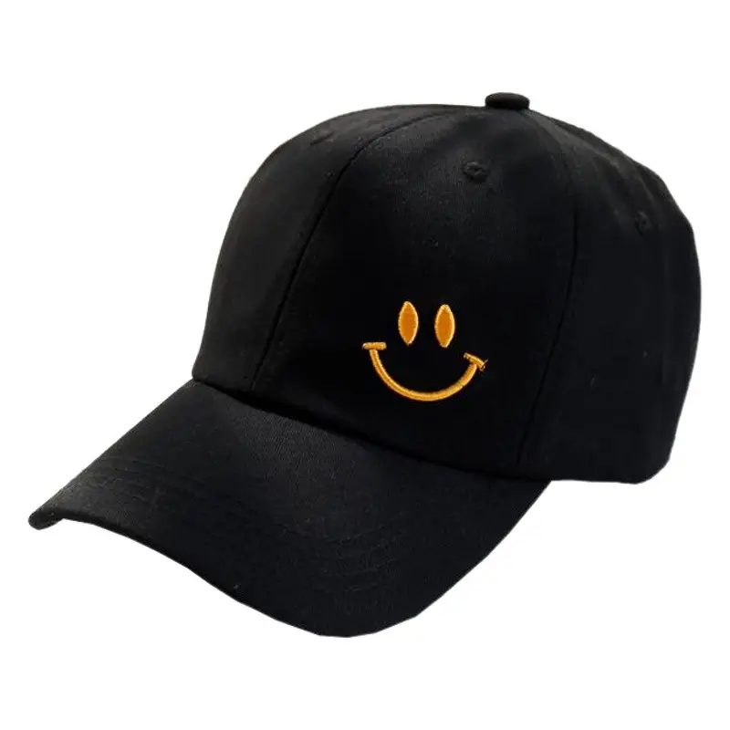 Black Smiley Cap Women Summer Sun Hat