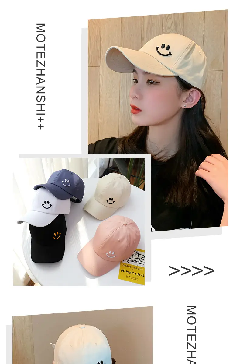 Black Smiley Cap Women Summer Sun Hat — feature 15