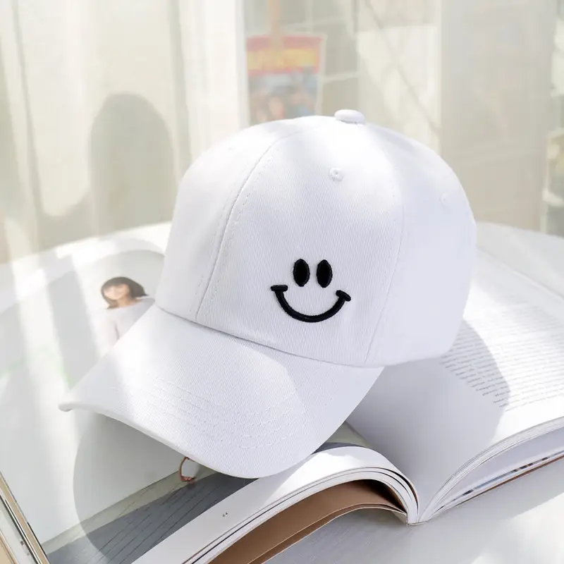 Black Smiley Cap Women Summer Sun Hat