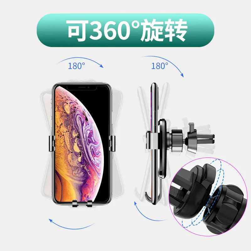 Universal Car Phone Holder with Gravity Mechanism Gold Finish - Image 10