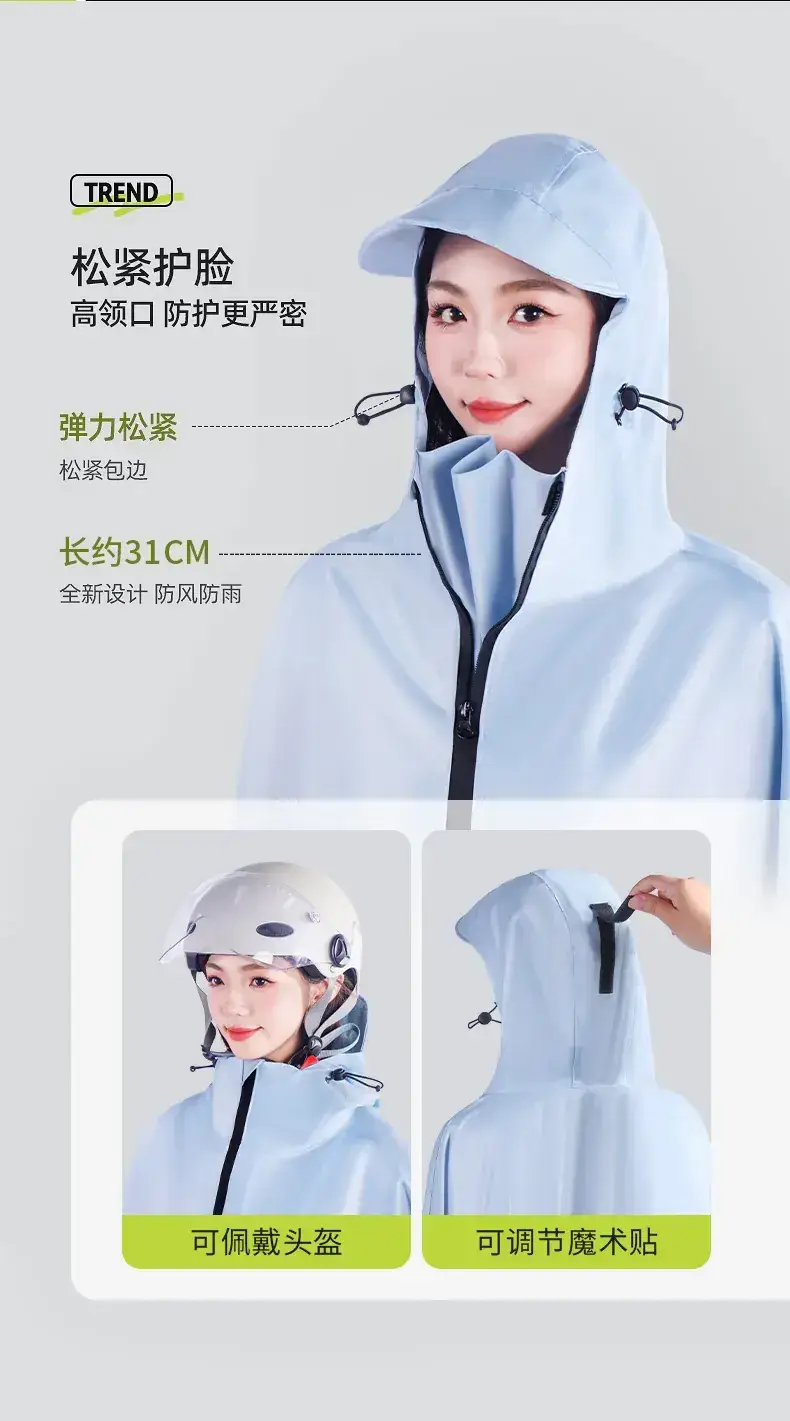 Full Body Electric Car Raincoat Light Blue Extra Large — feature 4