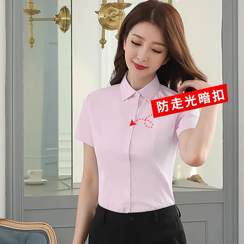 Women White Short Sleeve Anti-Greying Shirt 2024 - Image 9