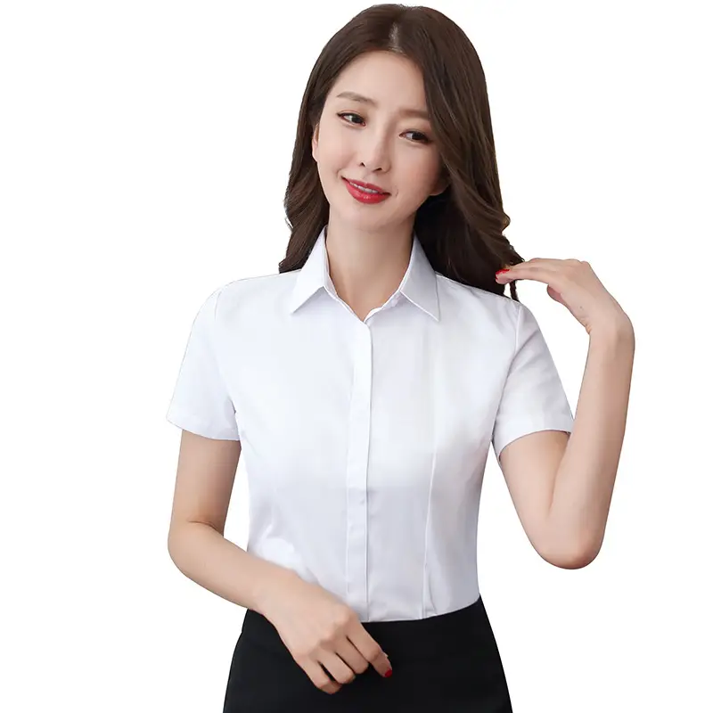 Women White Short Sleeve Anti-Greying Shirt 2024 - Image 12