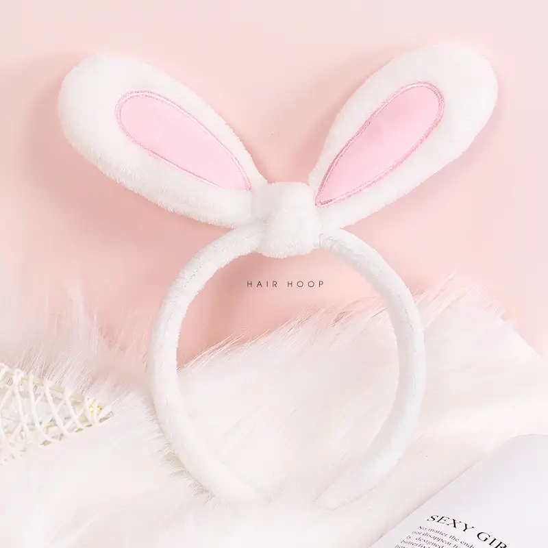 Plush Rabbit Ears Hair Band for Women