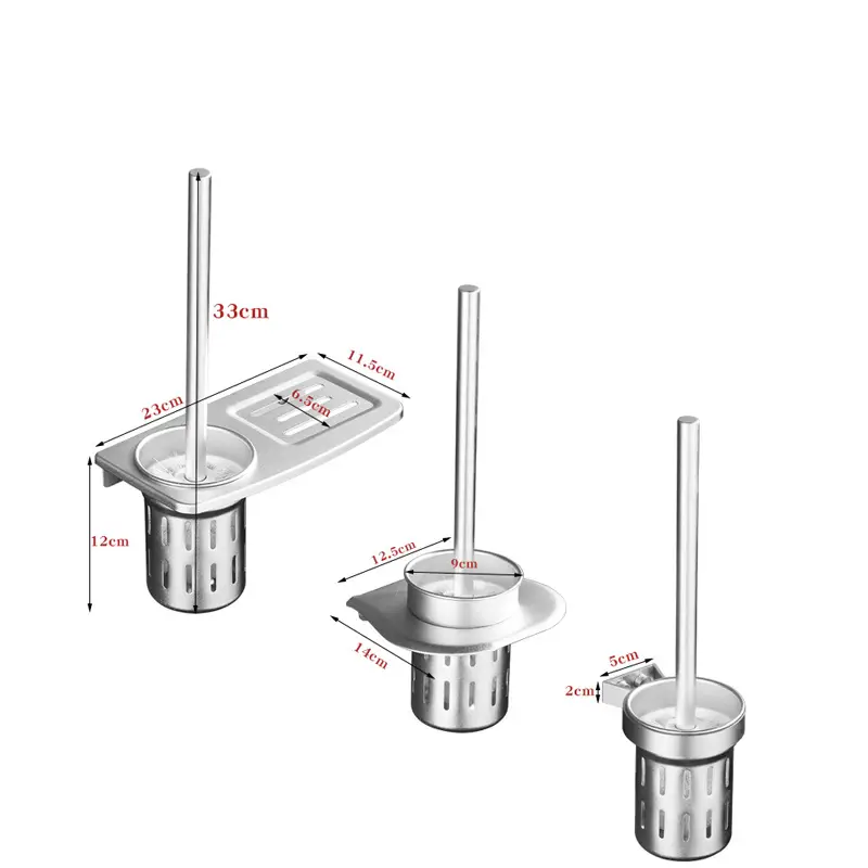 Aluminum Toilet Brush Holder Rack 33cm Storage Cup - Image 4