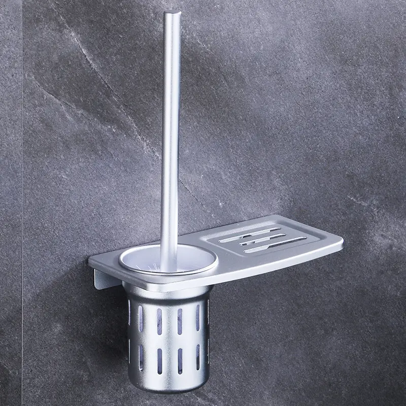 Large tray aluminum cup toilet brush holder [bright sand]]