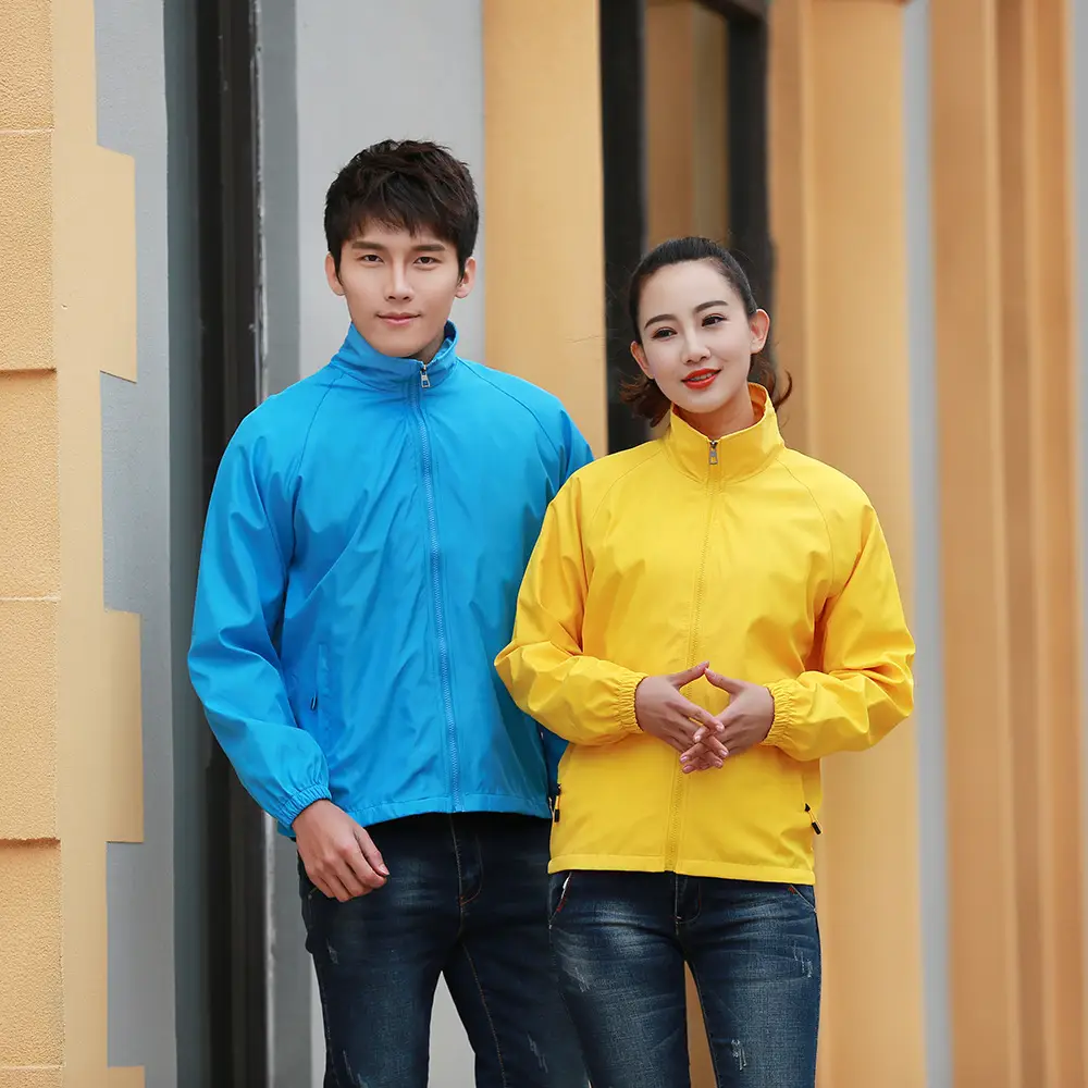 Men Windproof Full Zip Jacket Yellow - Image 8